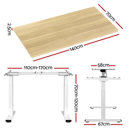Artiss Standing Desk Motorised Dual Motor 140CM White Oak.