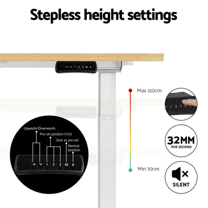 Artiss Standing Desk Motorised Dual Motor 140CM White Oak.