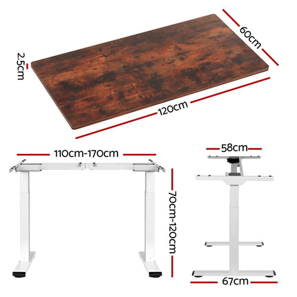 Artiss Standing Desk Motorised Dual Motor Rustic Brwon 140CM.