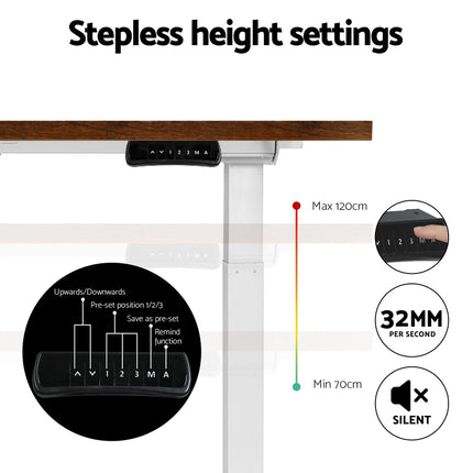 Artiss Standing Desk Motorised Dual Motor Rustic Brwon 140CM.