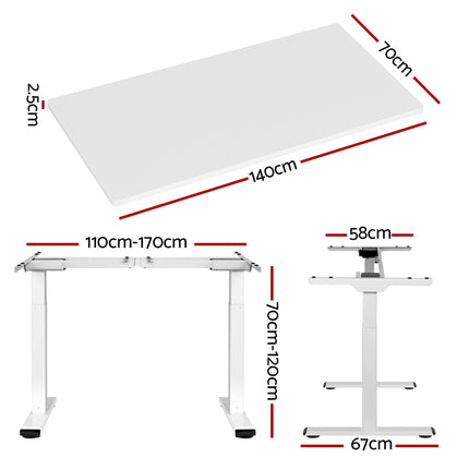Artiss Standing Desk Motorised Dual Motor 140CM White.