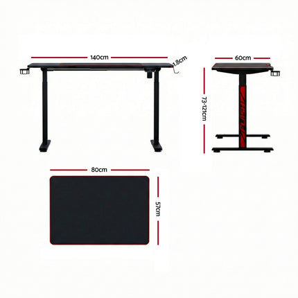 Artiss Electric Gaming Desk RGB Sit Stand Height Adjustable Table Black.