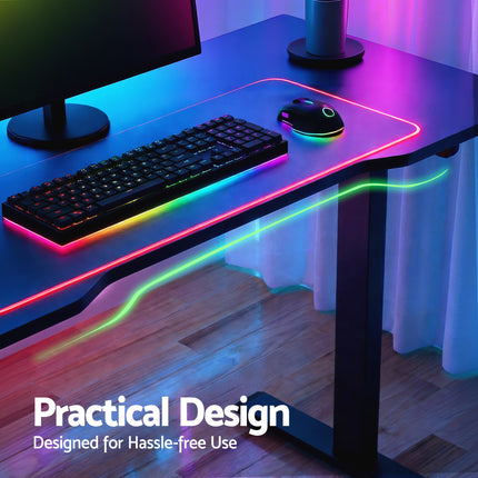 Artiss Electric Gaming Desk RGB Sit Stand Height Adjustable Table Black.