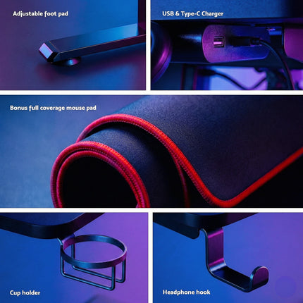 Artiss Electric Gaming Desk RGB Sit Stand Height Adjustable Table Black.