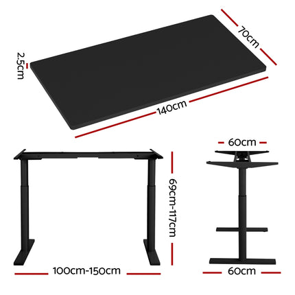 Artiss Standing Desk Motorised Electric Dual Motor Black 140CM.