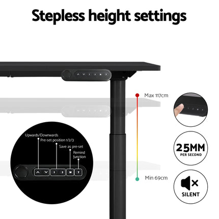 Artiss Standing Desk Motorised Electric Dual Motor Black 140CM.
