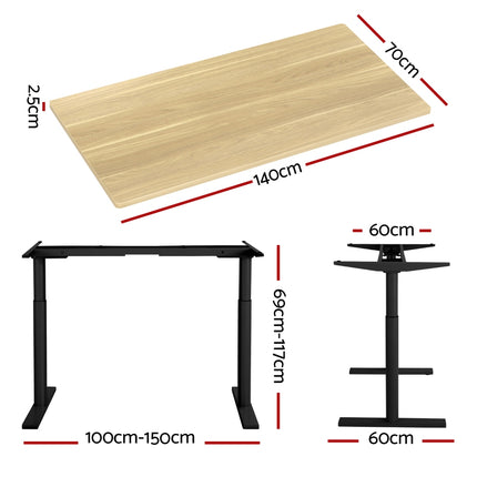 Artiss Standing Desk Motorised Electric Dual Motor Black 140CM.