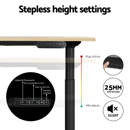 Artiss Standing Desk Motorised Electric Dual Motor Black 140CM.