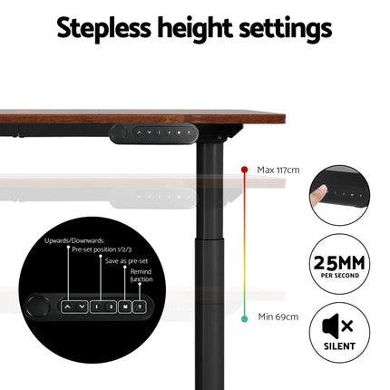 Artiss Standing Desk Motorised Electric Dual Motor Rustic Brown 140CM.