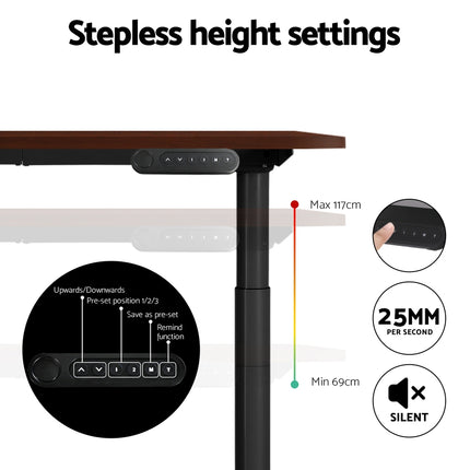 Artiss Standing Desk Motorised Electric Dual Motor Black 120CM.
