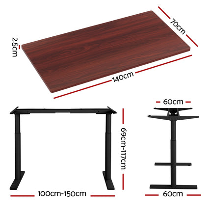 Artiss Standing Desk Motorised Electric Dual Motor Rustic Brown 140CM.
