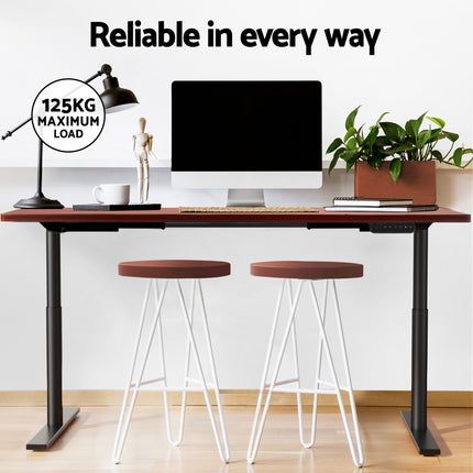 Artiss Standing Desk Motorised Electric Dual Motor Rustic Brown 140CM.
