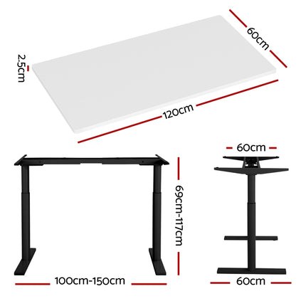 Artiss Standing Desk Motorised Electric Dual Motor White 120CM.
