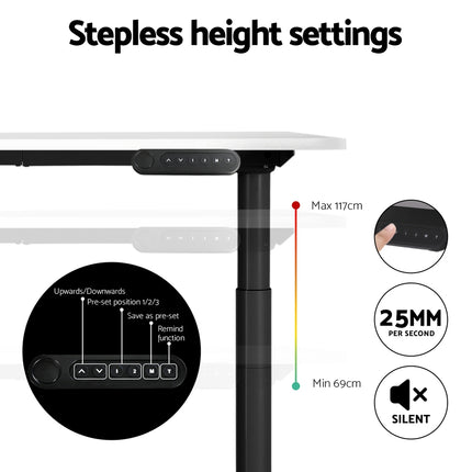 Artiss Standing Desk Motorised Electric Dual Motor White 120CM.