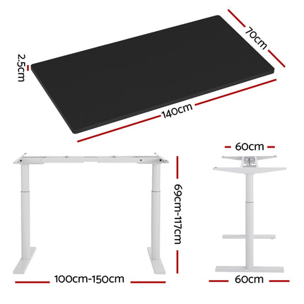 Artiss Standing Desk Motorised Electric Dual Motor 140CM Black.