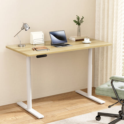 Artiss Standing Desk Motorised Electric Dual Motor 140CM White Oak.