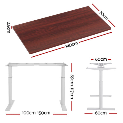 Artiss Standing Desk Motorised Electric Dual Motor 140CM White Oak.