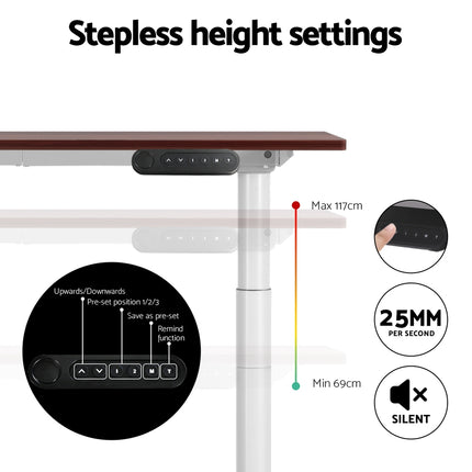 Artiss Standing Desk Motorised Electric Dual Motor 140CM White Oak.