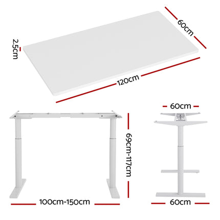 Artiss Standing Desk Motorised Electric Dual Motor 120CM White.