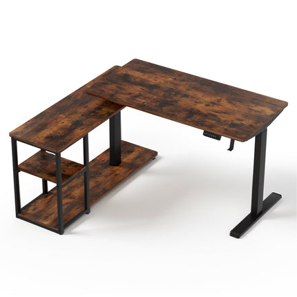 Artiss Electric Standing Desk Adjustable Motorised 120CM L Shaped Rustic Brown.