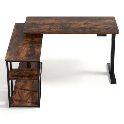 Artiss Electric Standing Desk Adjustable Motorised 120CM L Shaped Rustic Brown.