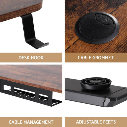 Artiss Electric Standing Desk Adjustable Motorised 120CM L Shaped Rustic Brown.