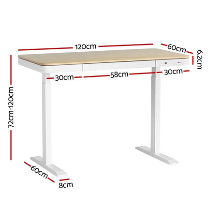 Artiss Standing Desk Motorised Electric Dual Motor Draw 120CM Oak.