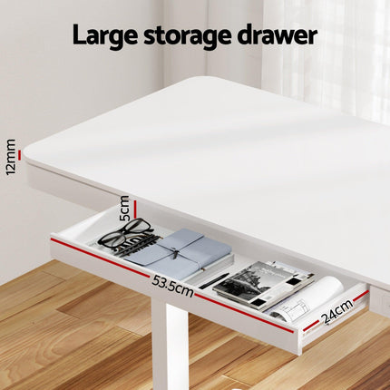 Artiss Standing Desk Motorised Electric Desks Drawer 120CM White.