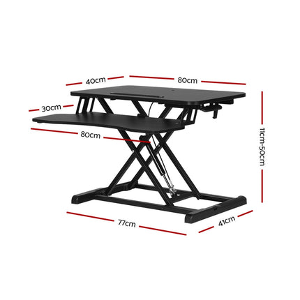 Artiss Standing Desk Riser Height Adjustable Black 80CM.