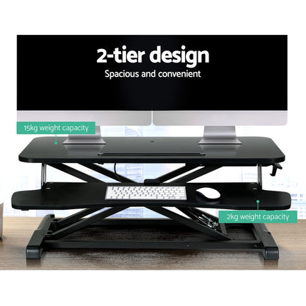 Artiss Standing Desk Riser Height Adjustable Black 80CM.