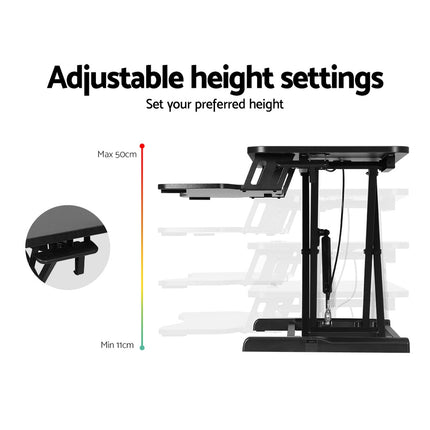 Artiss Standing Desk Riser Height Adjustable Black 80CM.