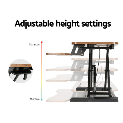 Artiss Standing Desk Riser Height Adjustable Rustic Brown 80CM.