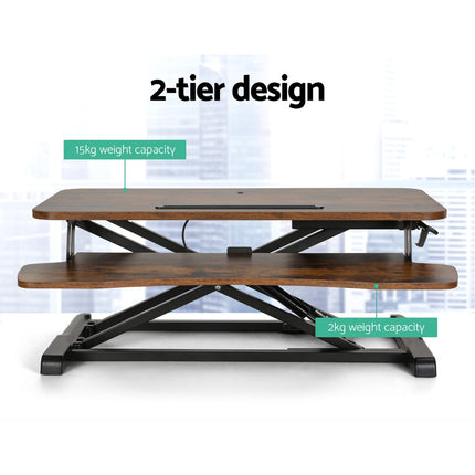Artiss Standing Desk Riser Height Adjustable Rustic Brown 80CM.