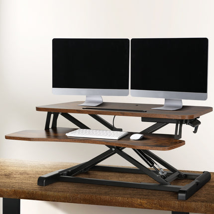 Artiss Standing Desk Riser Height Adjustable Rustic Brown 80CM.