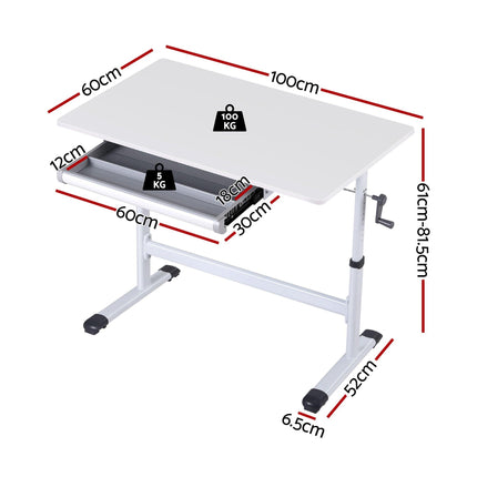 Artiss Standing Desk Height Adjustable Workstation Computer Desks Study 100CM White.