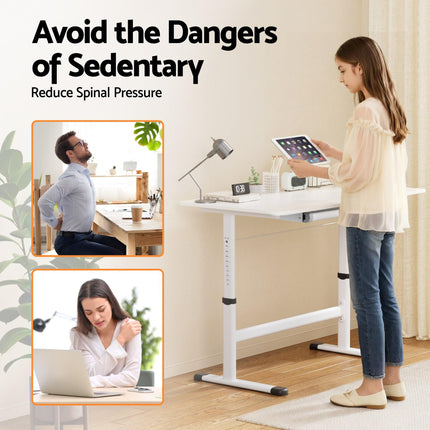 Artiss Standing Desk Height Adjustable Workstation Computer Desks Study 100CM White.