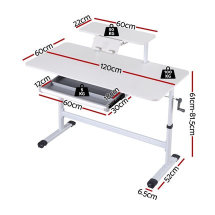 Artiss Standing Desk Height Adjustable Workstation Computer Desks Study 120CM White.