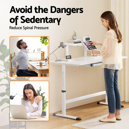 Artiss Standing Desk Height Adjustable Workstation Computer Desks Study 120CM White.