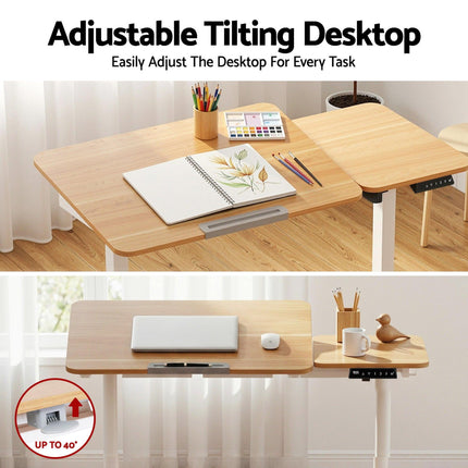 Artiss Electric Standing Desk Height Adjustable Sit Stand Desk Tilting Top.