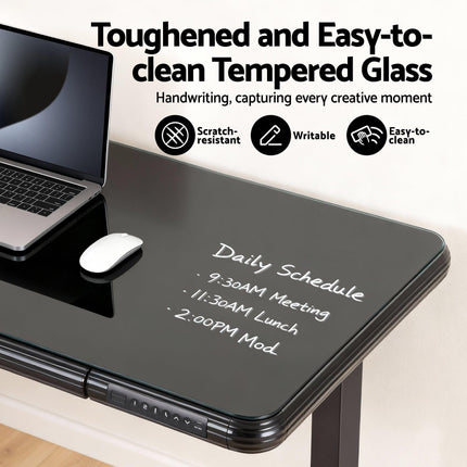 Artiss Electric Standing Desk Motorised Glass Top Black 120CM.