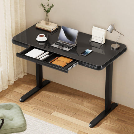 Artiss Electric Standing Desk Motorised Glass Top Black 120CM.