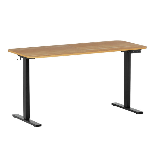 Artiss Electric Standing Desk 140cm Adjustable Height Motorised Home Office Desk Oak Black.