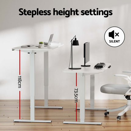 Artiss Electric Standing Desk 140cm Adjustable Height Motorised Home Office Desk White.