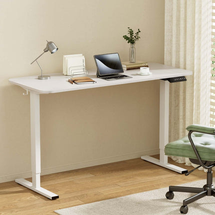 Artiss Electric Standing Desk 140cm Adjustable Height Motorised Home Office Desk White.