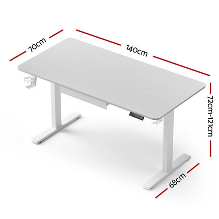 Artiss Electric Standing Desk 140cm Adjustable Height Motorised Home Office Desk Drawer.