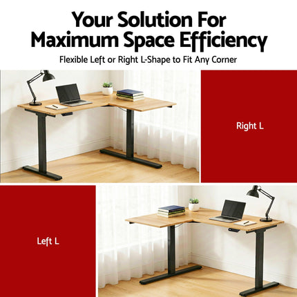 Artiss L-Shape Electric Standing Desk Sit Stand Up Height Adjustable Motorised.