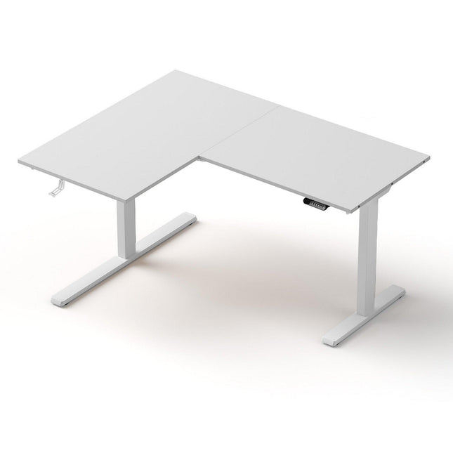 Artiss L-Shape Standing Desk Sit Stand Up Height Adjustable Electric Motorised White.