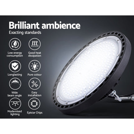 Leier LED High Bay Lights 100W UFO Industrial Workshop Warehouse Factory Lamp.