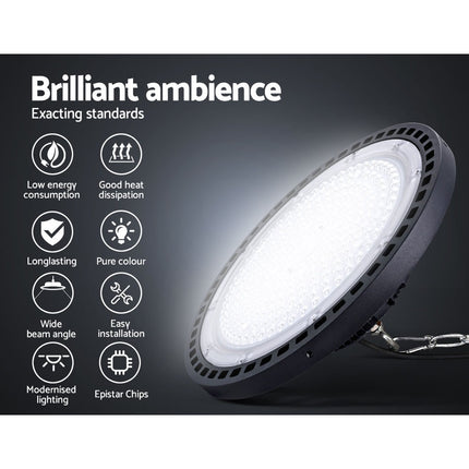 Leier LED High Bay Lights 150W UFO Industrial Workshop Warehouse Factory Lamp.