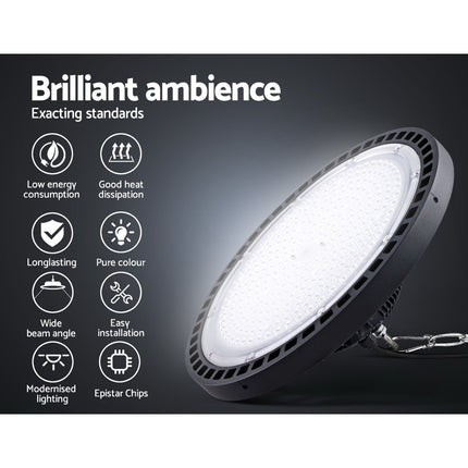 Leier LED High Bay Lights 200W UFO Industrial Workshop Warehouse Factory Lamp.
